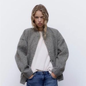 Zara Grey oversized bomber jacket